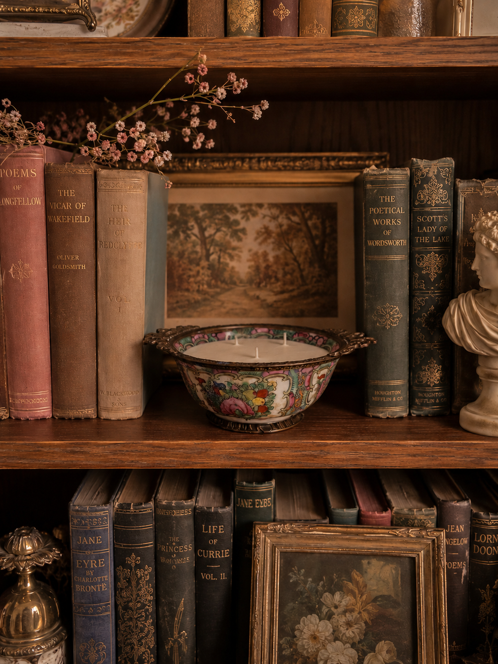 Antique Rose Medallion Porcelain Bowl with Bronze Mount