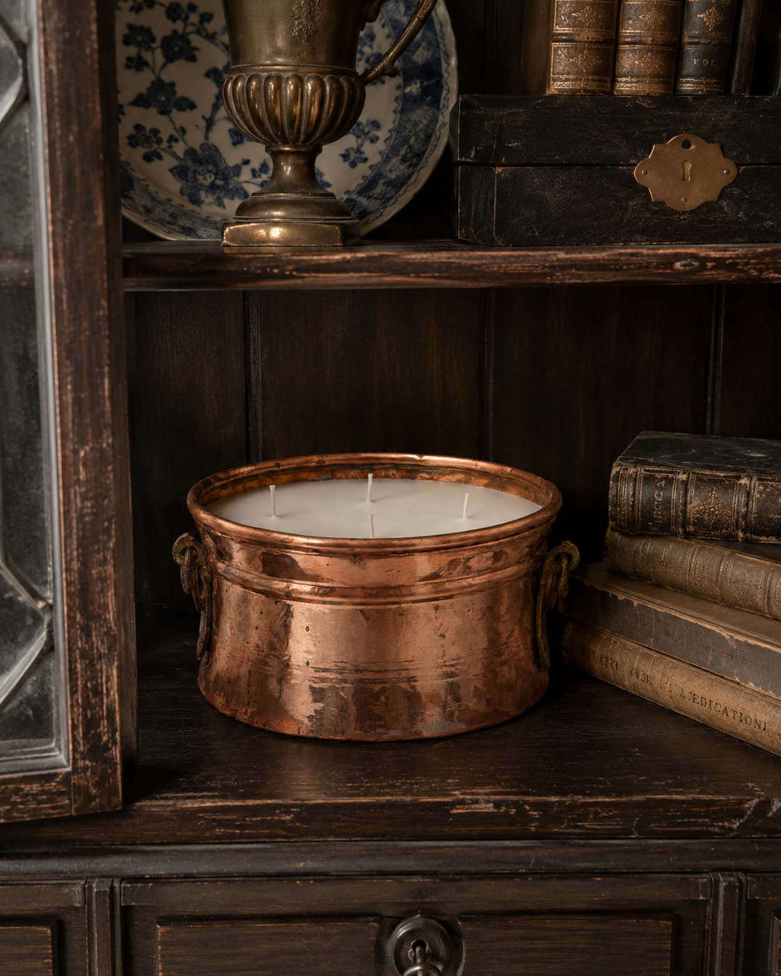 Vintage French Oval Copper Jardinière