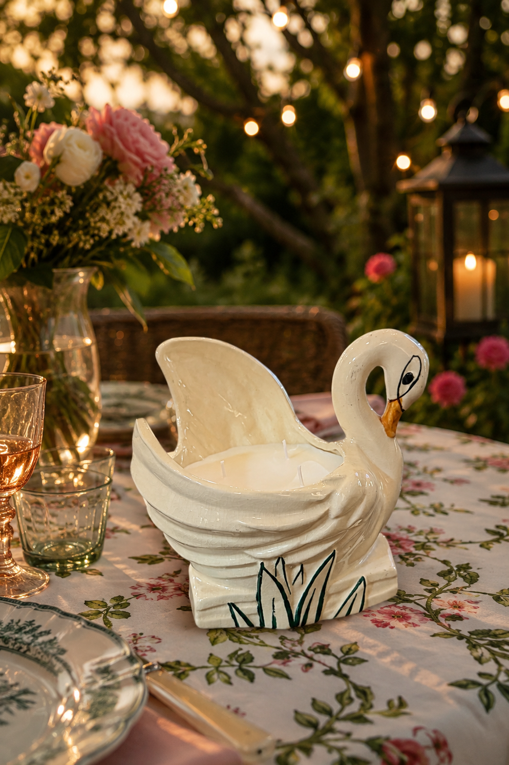 Mid Century Modern White Ceramic Swan Planter by McCoy