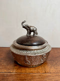 Antique Silver-Plated Lidded Bowl with Elephant Finial