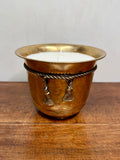 Vintage Hammered Brass Jardiniere with Tassle Detail