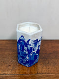 Vintage Chinese Blue and White Porcelain Hexagonal Brush Pot #1