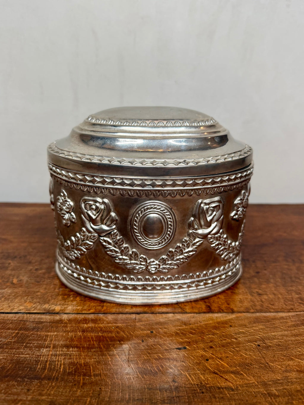 Vintage Silver-Plated Jewlery Box with Hinged Lid