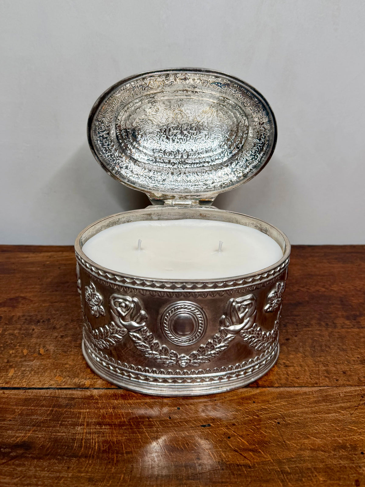Vintage Silver-Plated Jewlery Box with Hinged Lid