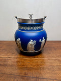 Antique Wedgwood Blue Jasper Biscuit Barrel