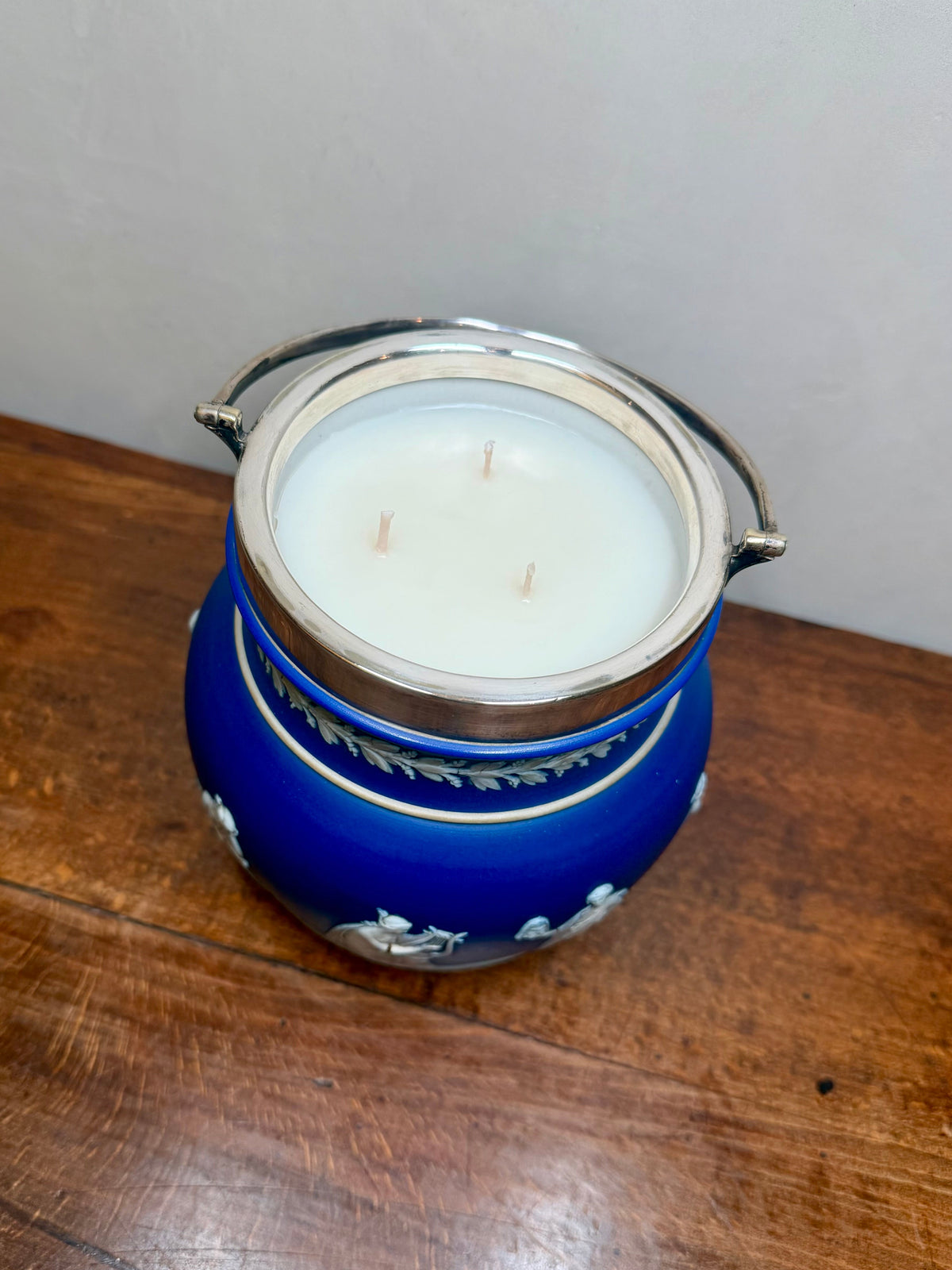 Antique Wedgwood Blue Jasper Biscuit Barrel