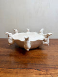 Vintage White Bunny Ceramic Serving Bowl