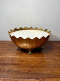 Vintage Brass Scalloped Footed Bowl with Ornate Claw Feet
