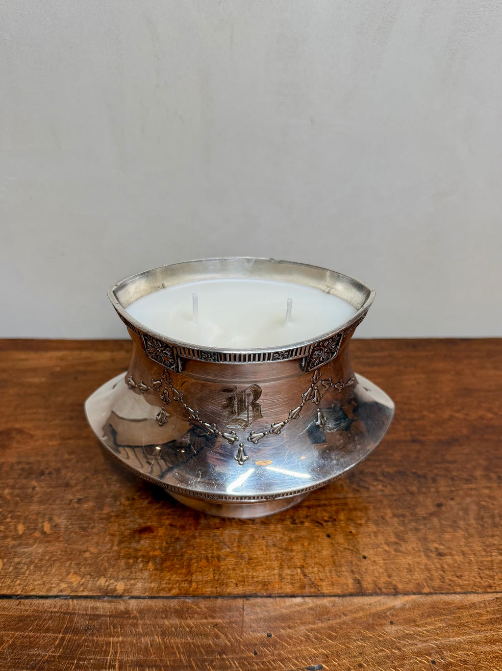 Vintage Silver-plated Trophy Bowl with Mongrammed "B"