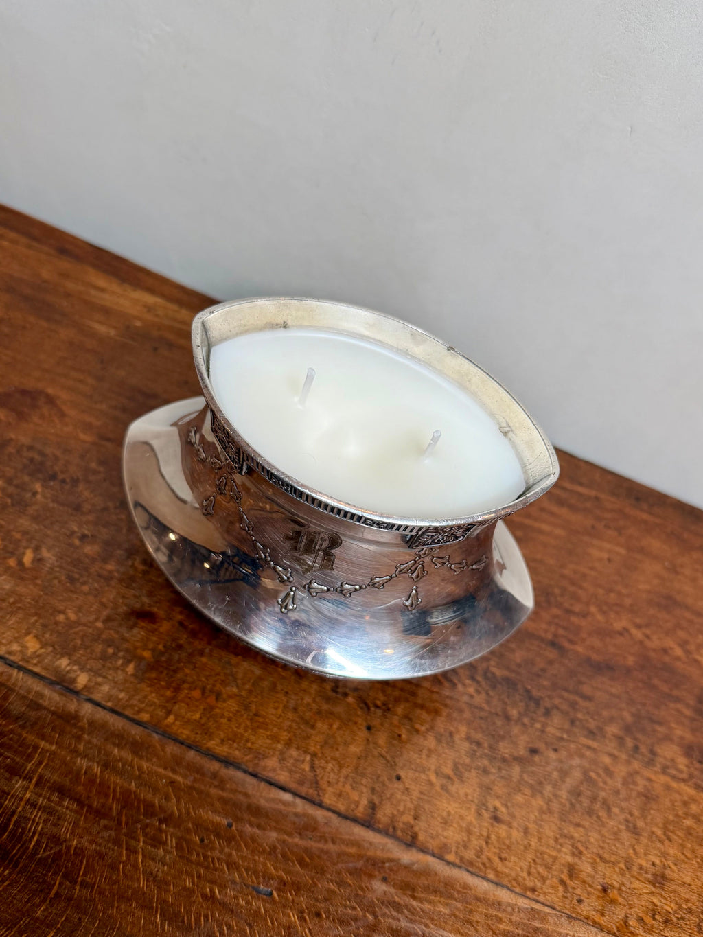 Vintage Silver-plated Trophy Bowl with Mongrammed "B"