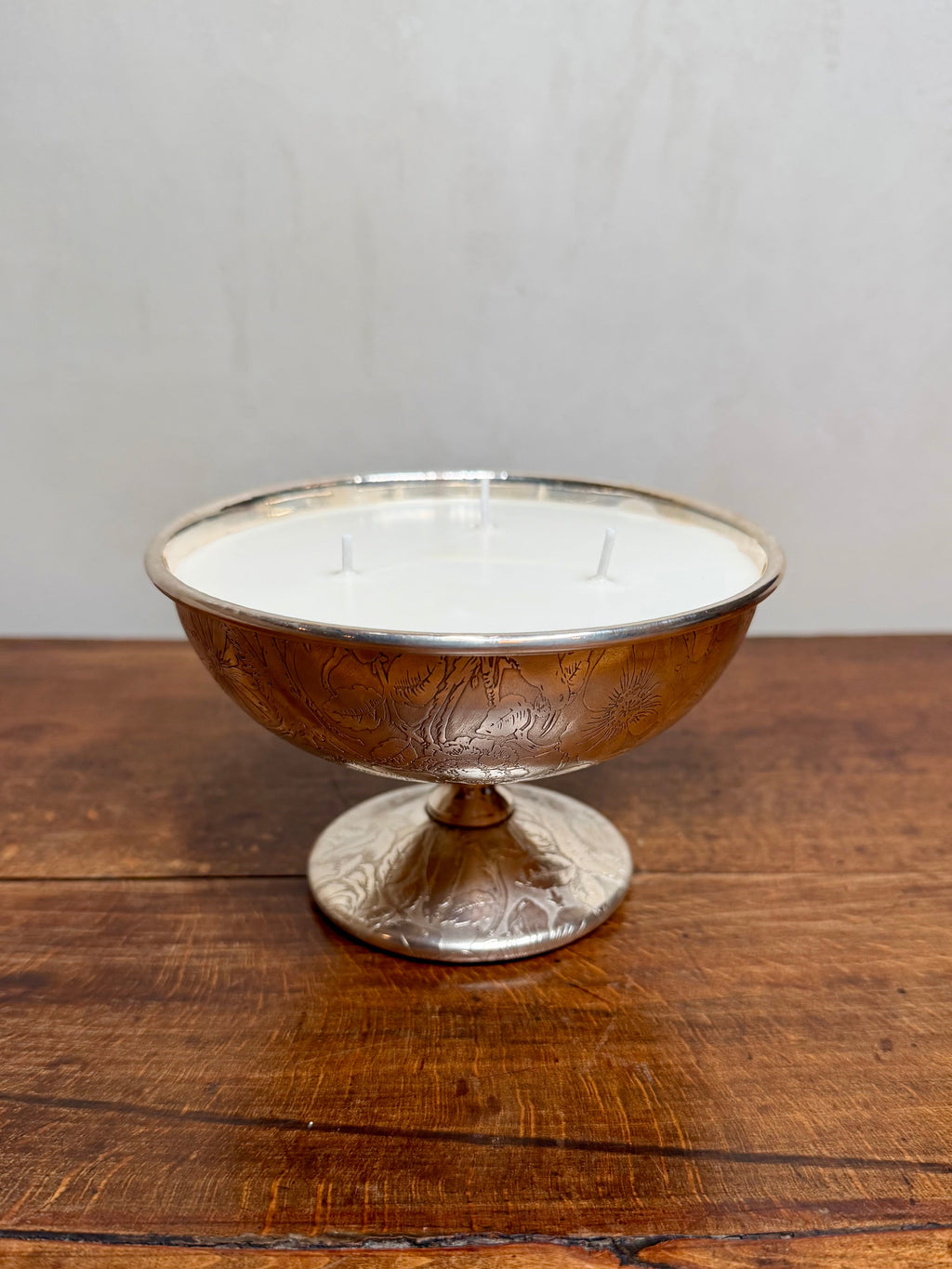 Vintage Etched Silver-Plated Footed Bowl