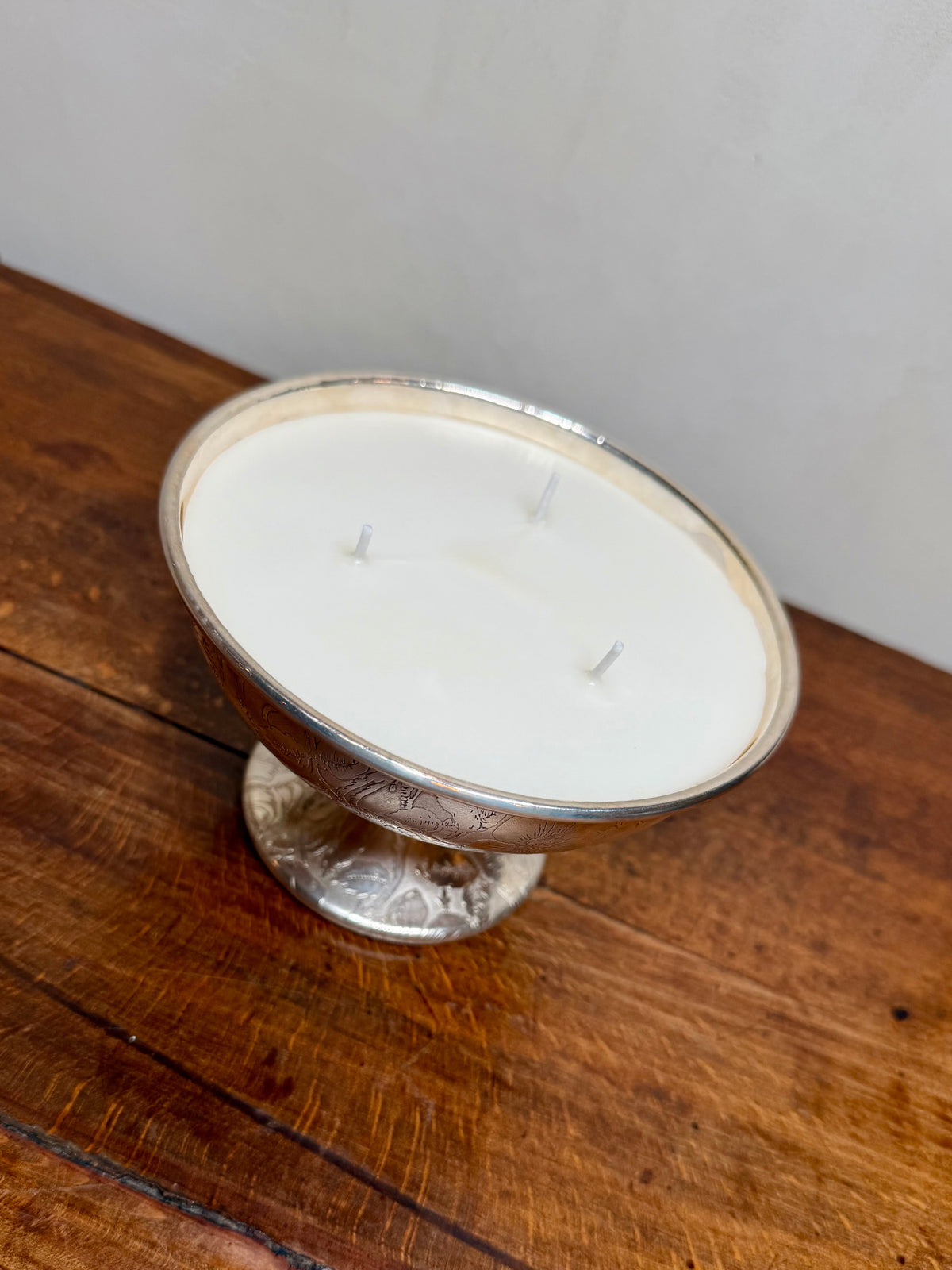 Vintage Etched Silver-Plated Footed Bowl