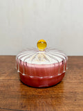 Vintage Lidded Purple Pressed Glass Jewelry Dish with Fluted Sides and Scalloped Edge - from the 1940s