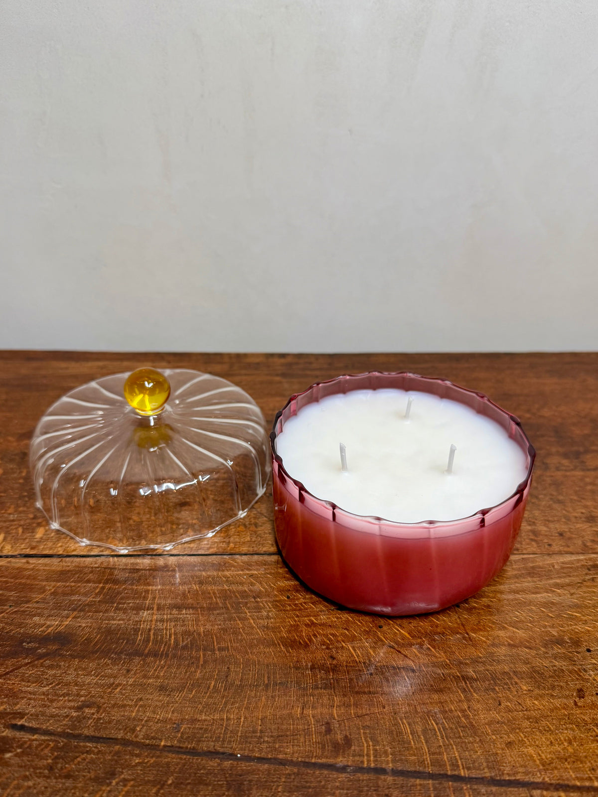 Vintage Lidded Purple Pressed Glass Jewelry Dish with Fluted Sides and Scalloped Edge - from the 1940s