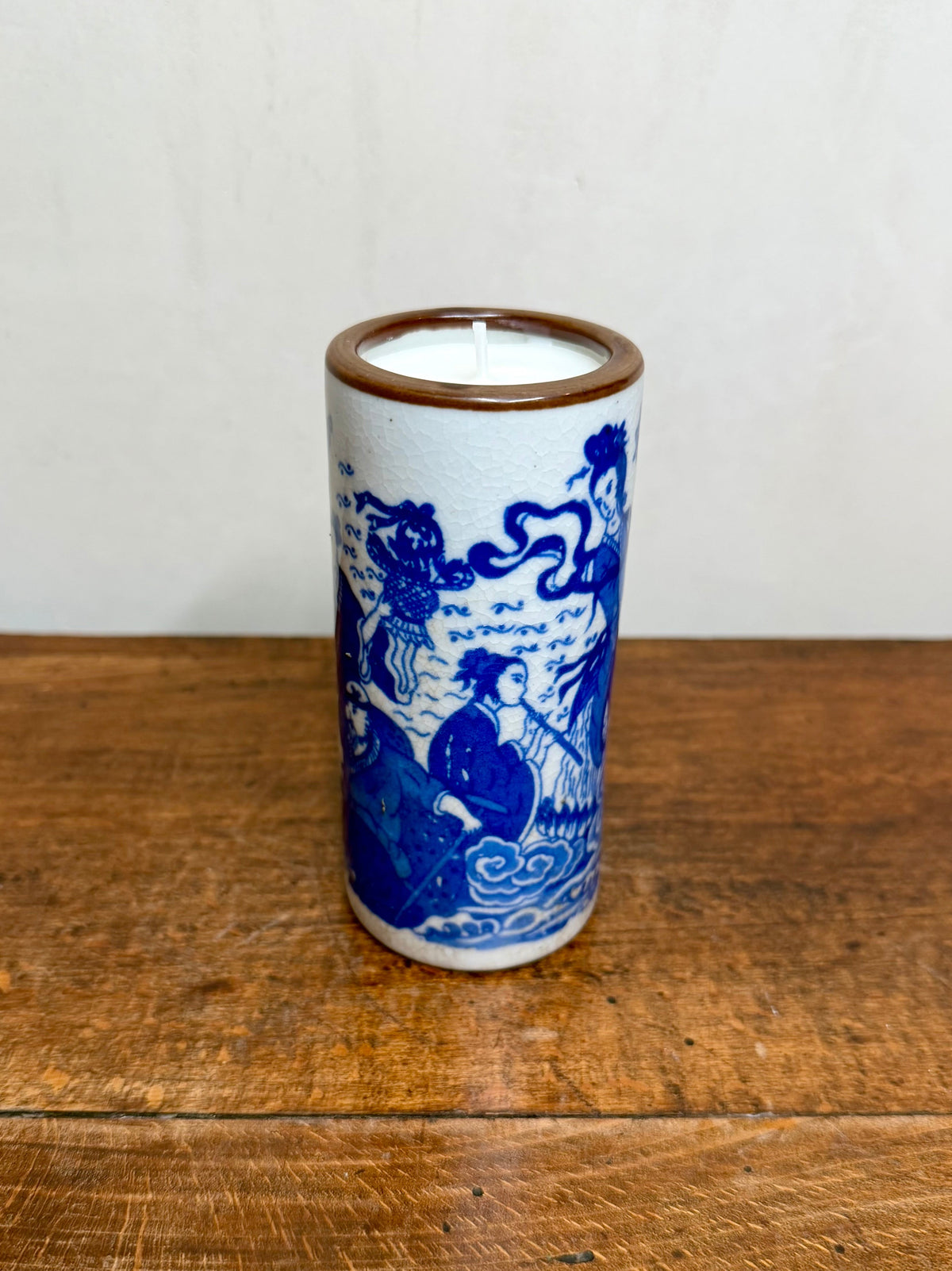Vintage Chinese Blue and White Porcelain Brush Pot #2
