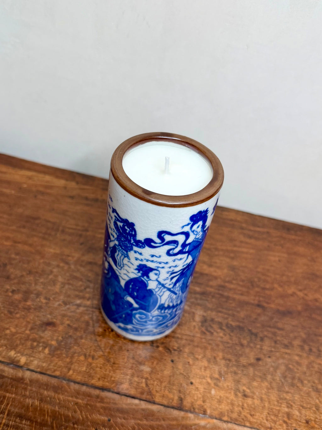 Vintage Chinese Blue and White Porcelain Brush Pot #2