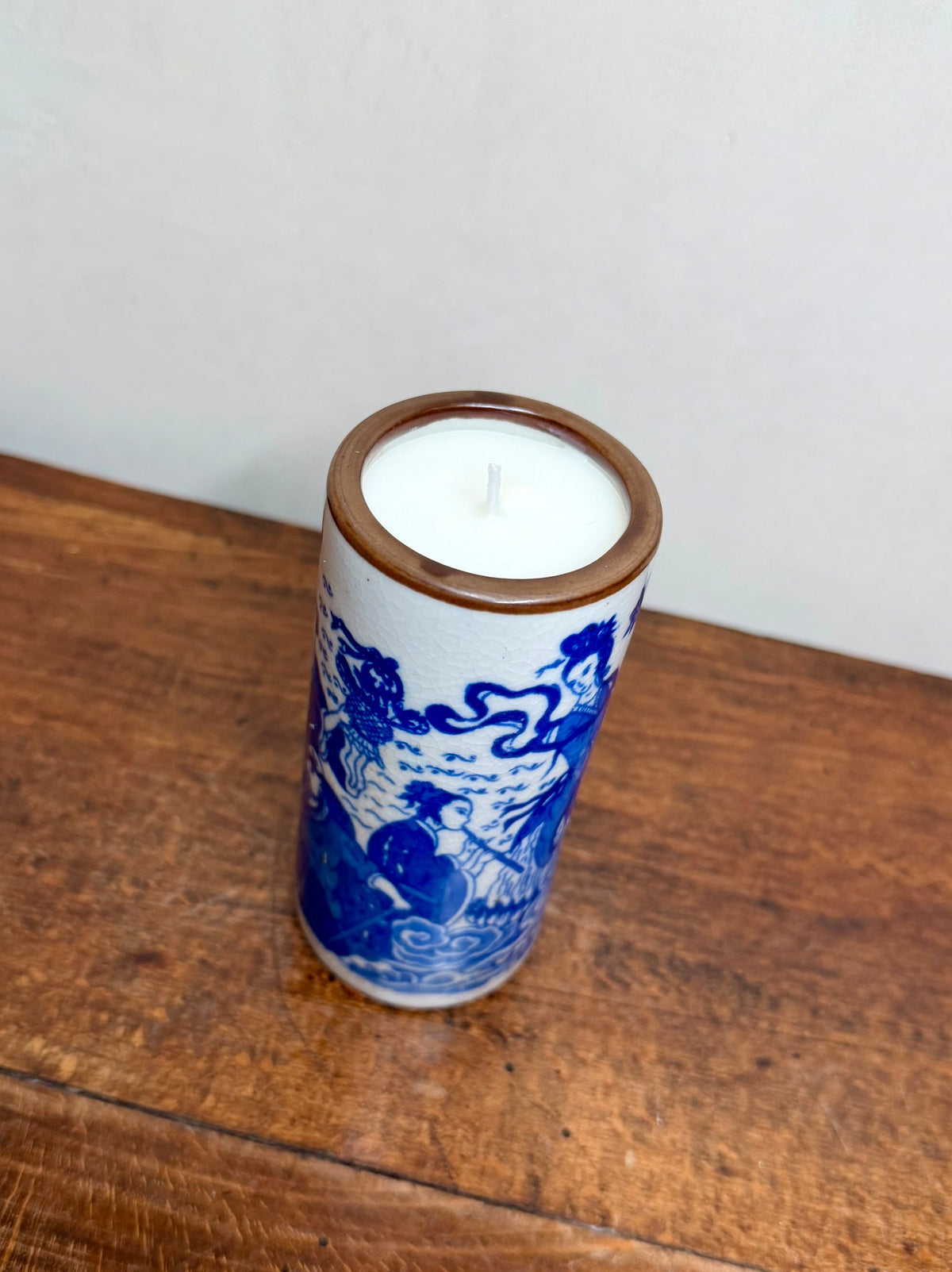 Vintage Chinese Blue and White Porcelain Brush Pot #2