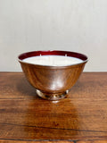 Vintage Silver-Plated Bowl with Ruby Red Enamel Interior