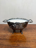 Vintage Ornate Floral Scroll Silver-Plated Footed Candy Dish - Made in England