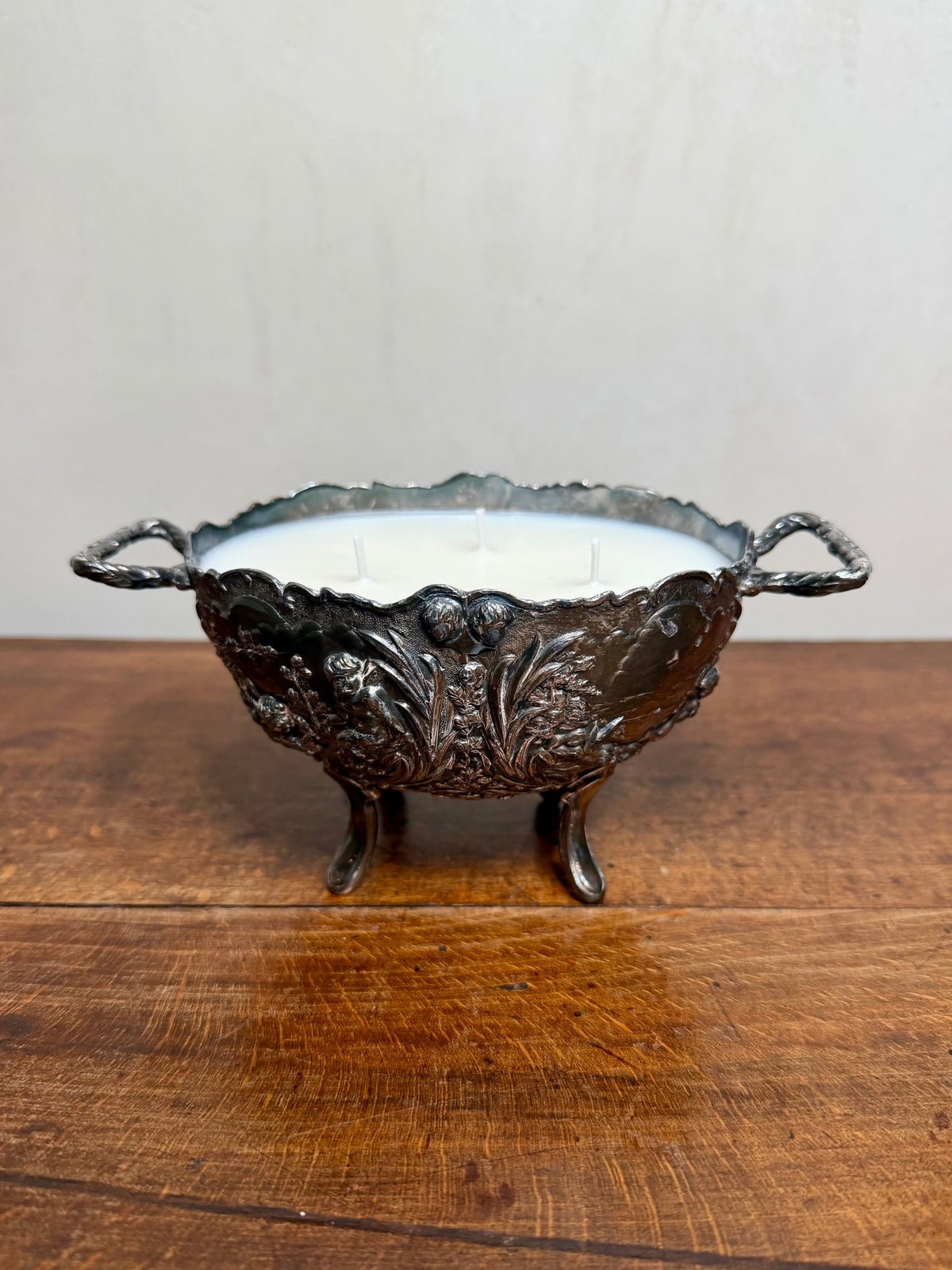 Vintage Ornate Floral Scroll Silver-Plated Footed Candy Dish - Made in England