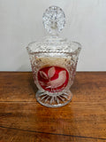 Vintage Hofbauer Amaris Byrdes Crystal Lidded Pedestal Bowl