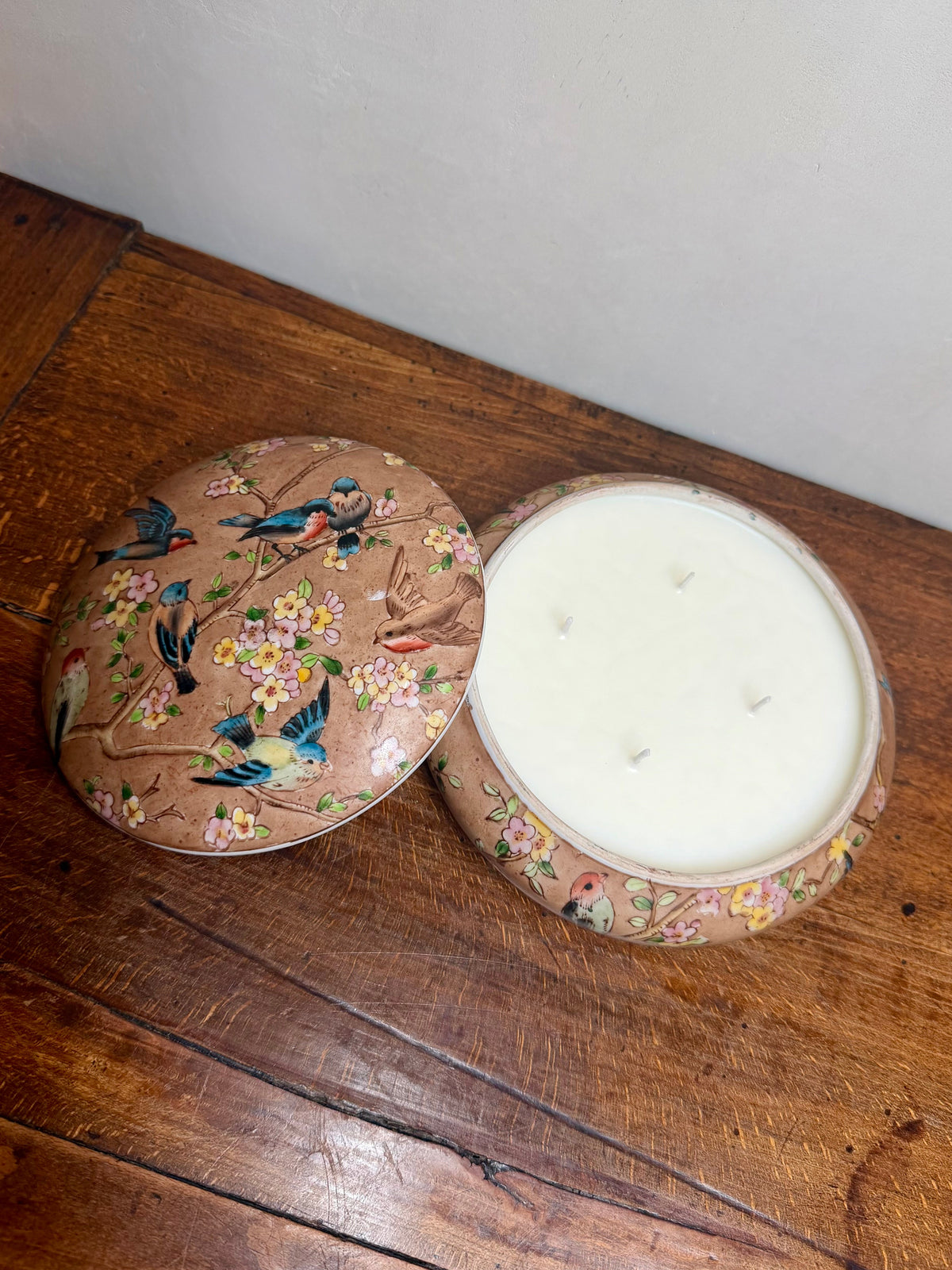 Vintage Japanese Porcelain Trinket Box with Bird Motif