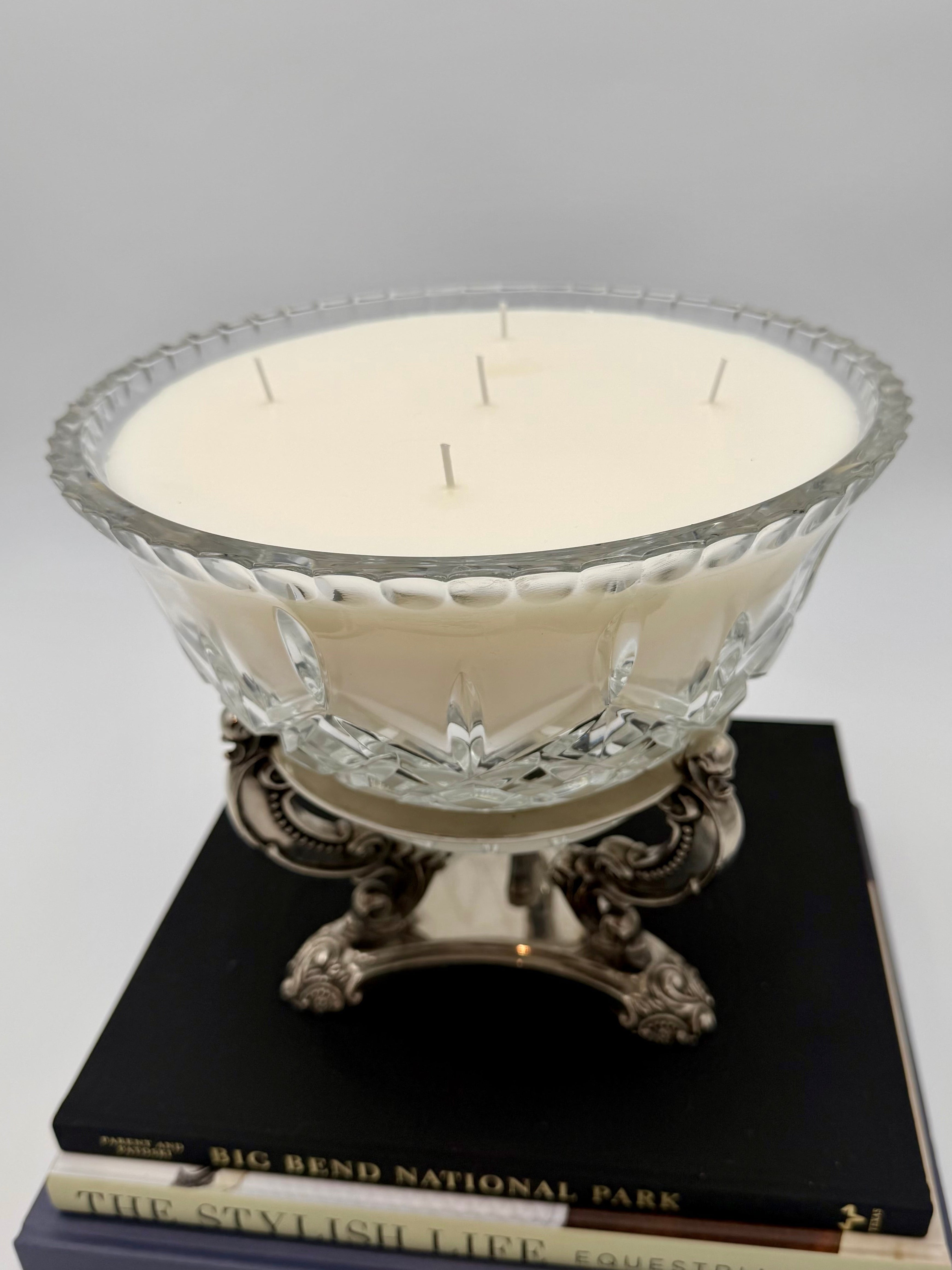 Vintage Godinger Victorian Revival Crystal Centerpiece Bowl on Ornate Silver-Plated Stand