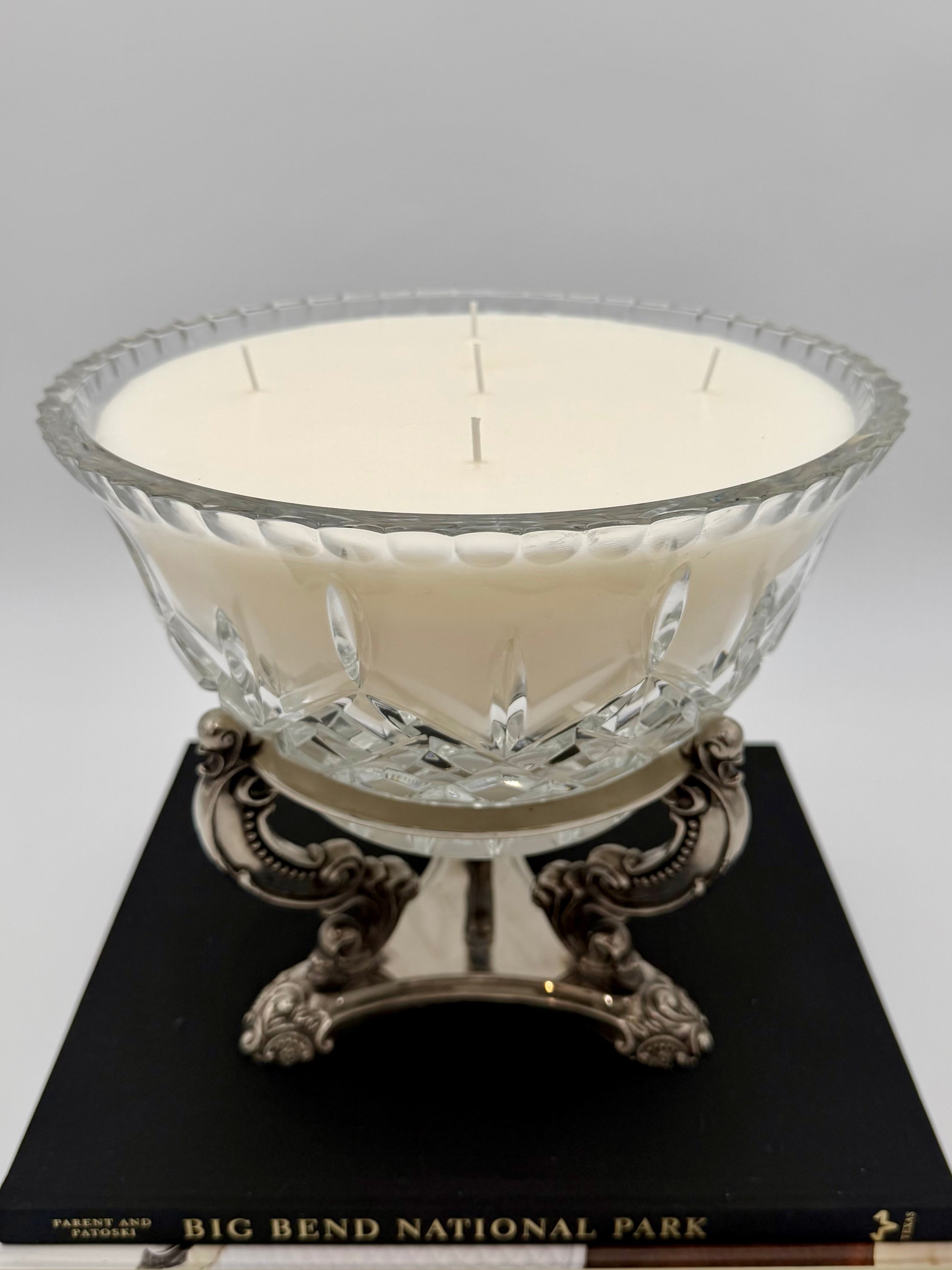 Vintage Godinger Victorian Revival Crystal Centerpiece Bowl on Ornate Silver-Plated Stand