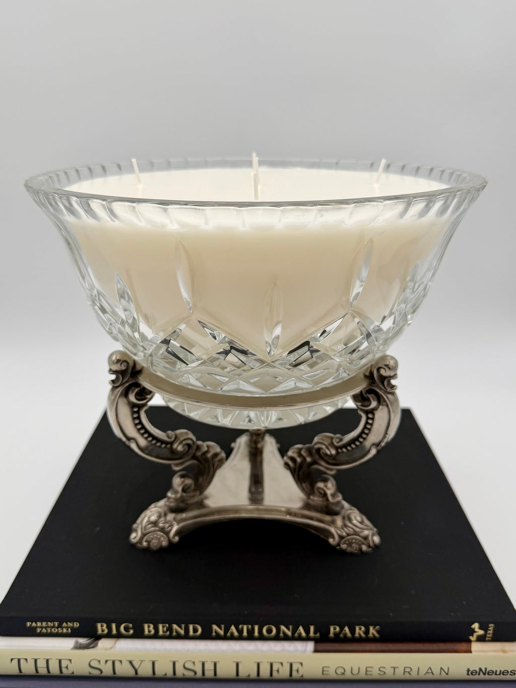 Vintage Godinger Victorian Revival Crystal Centerpiece Bowl on Ornate Silver-Plated Stand