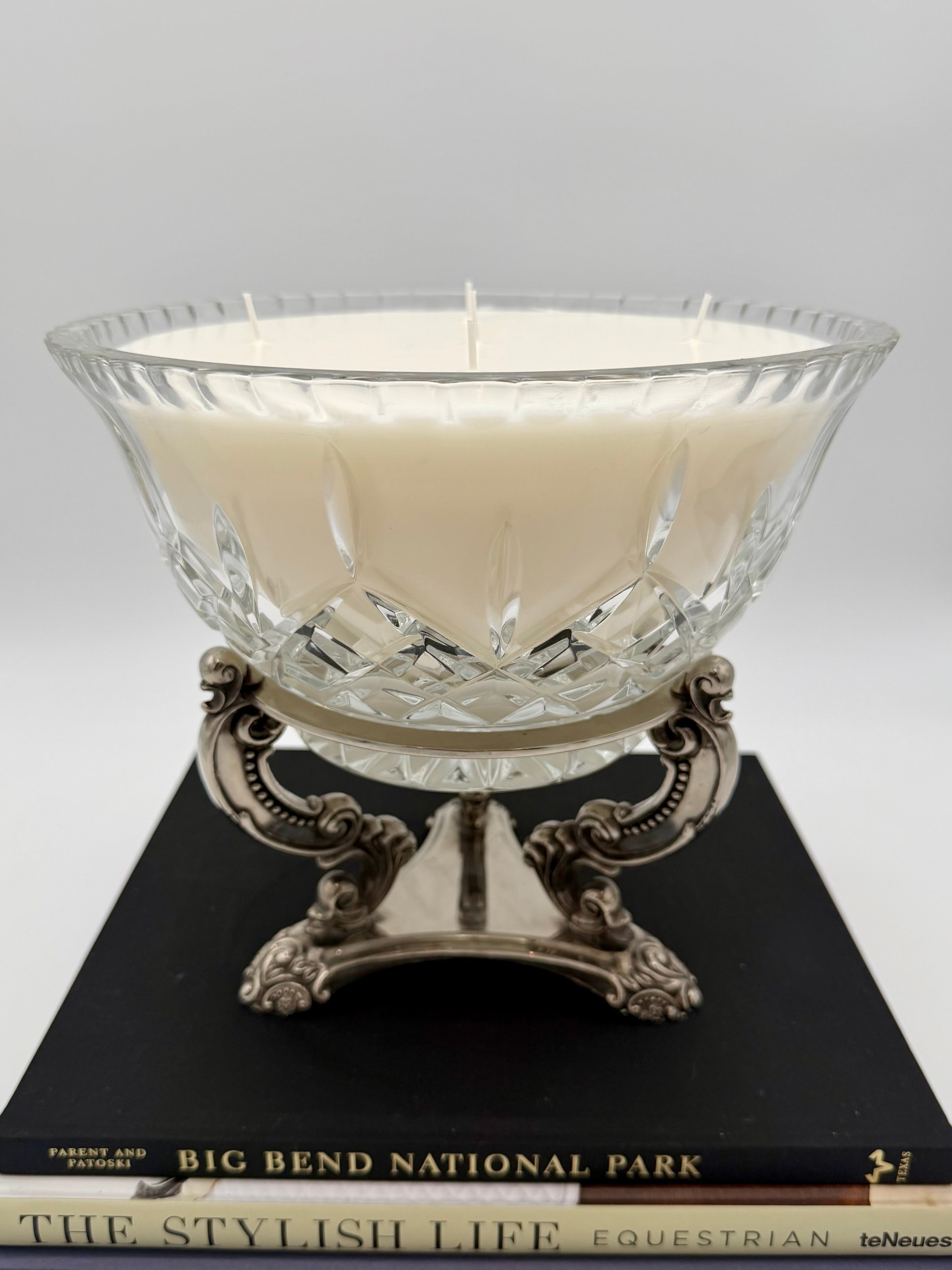 Vintage Godinger Victorian Revival Crystal Centerpiece Bowl on Ornate Silver-Plated Stand