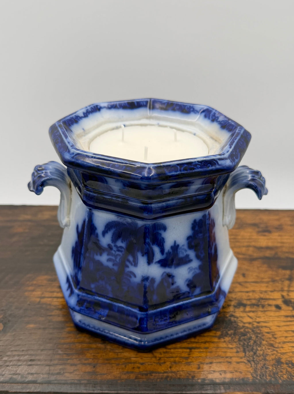 Antique Flow Blue Ironstone Biscuit Jar