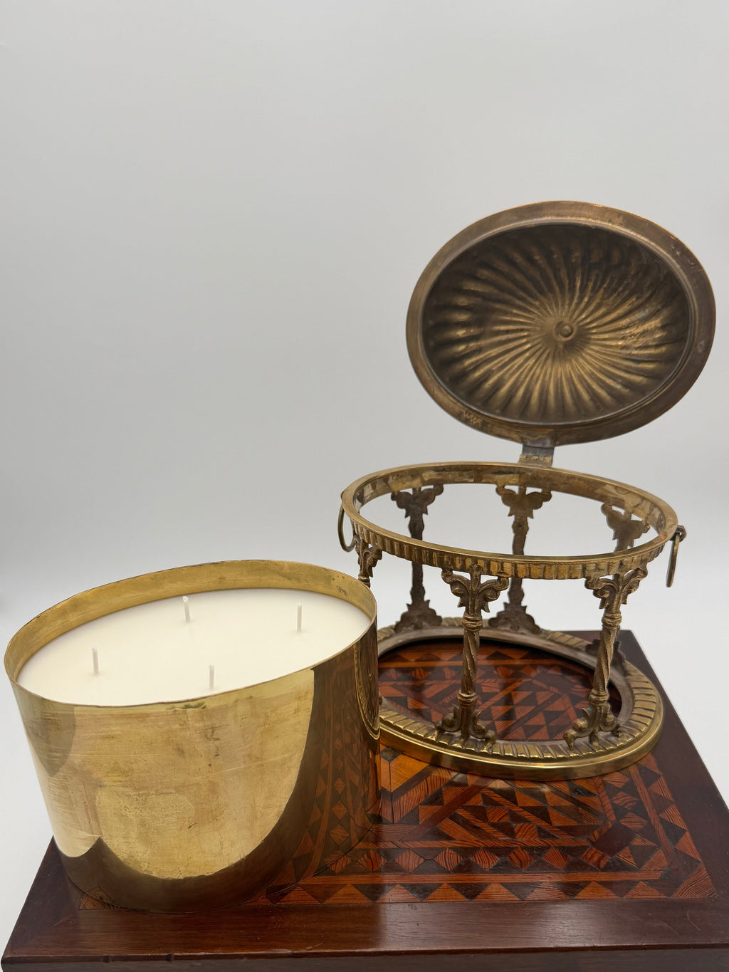 Antique Brass Tea Caddy w/ Hinged Lid