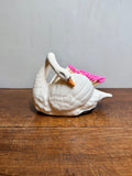 Vintage Hand Painted Ceramic Swan Match Holder with Hot Pink Matches