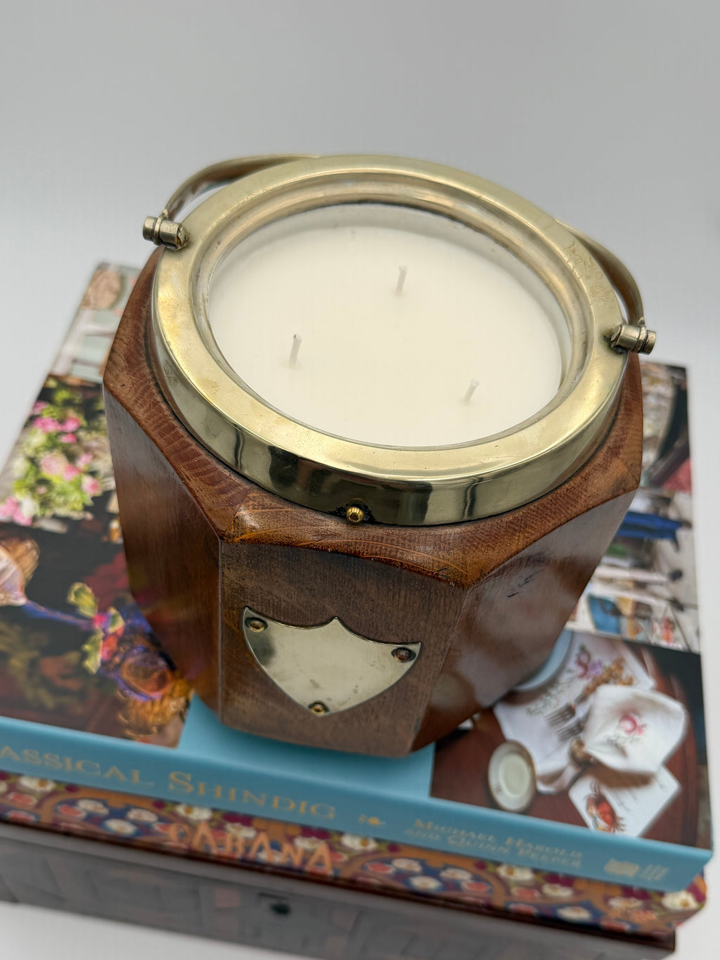 Rare Antique Octagonal Oak and Silver-Plated Biscuit Barrel