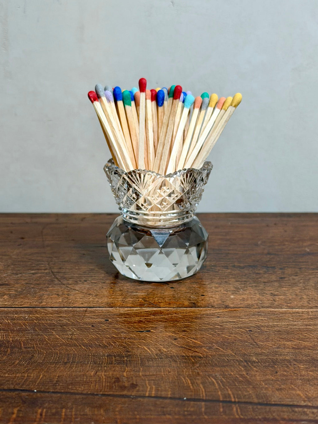 Vintage Cut Crystal Match Holder