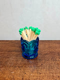 Vintage Cobtal Blue Pressed Glass Match Holder