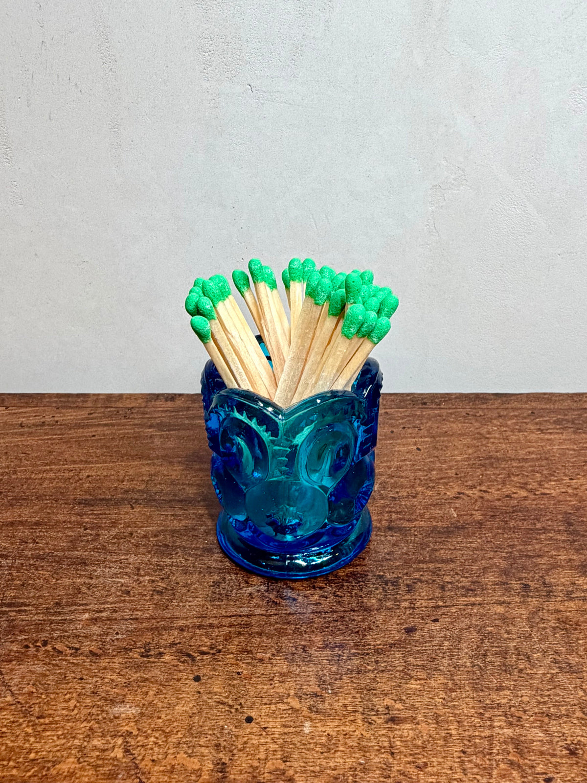 Vintage Cobtal Blue Pressed Glass Match Holder