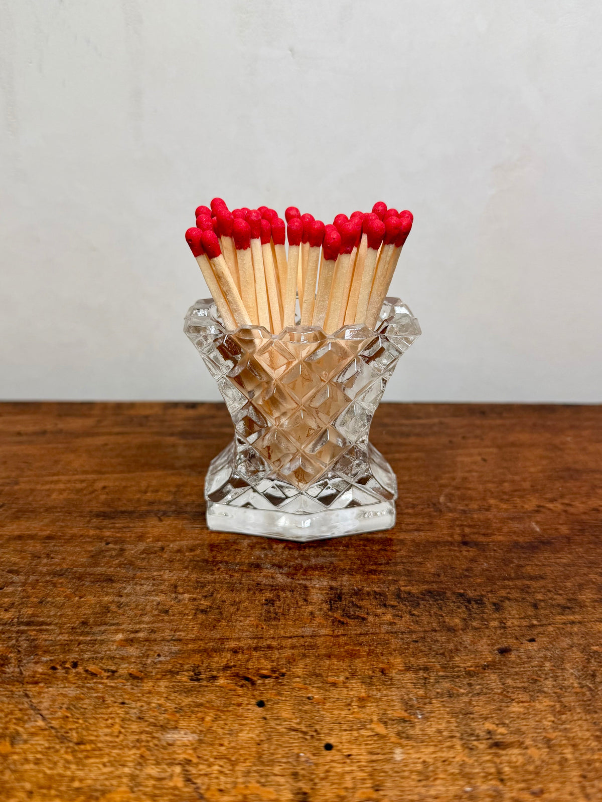 Vintage Crystal Diamond-Cut Match Holder