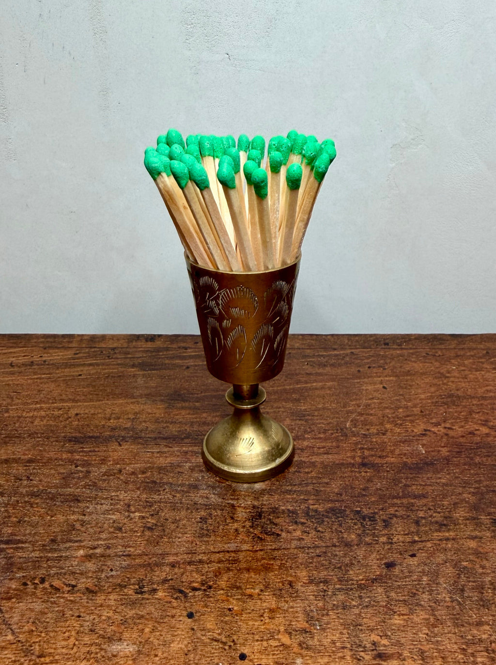 Vintage Engraved Brass Miniature Goblet