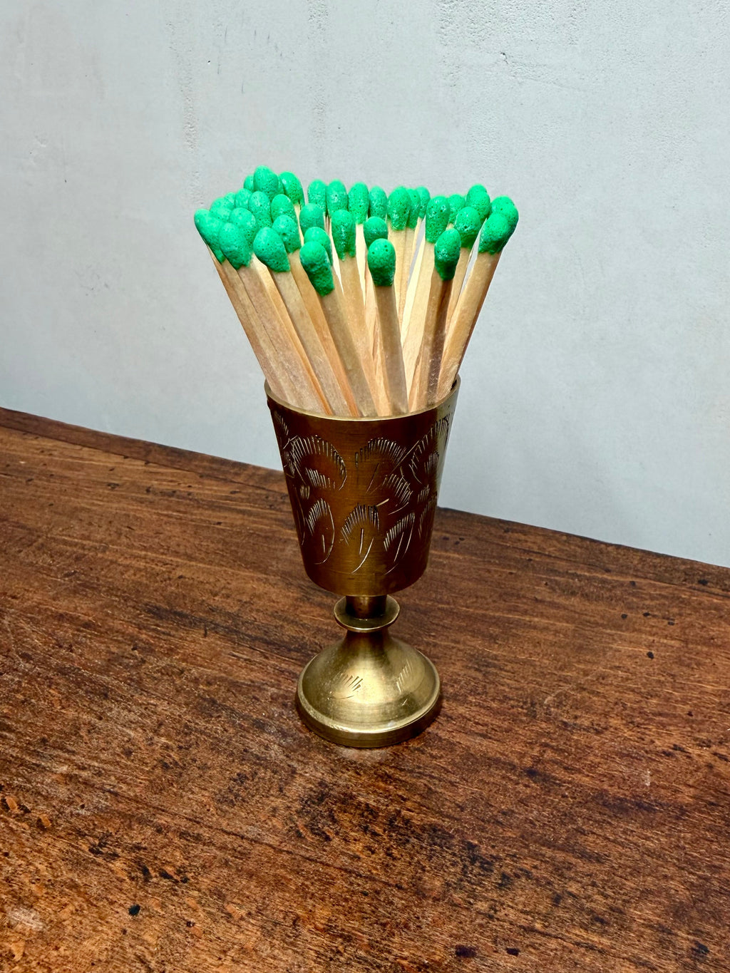 Vintage Engraved Brass Miniature Goblet