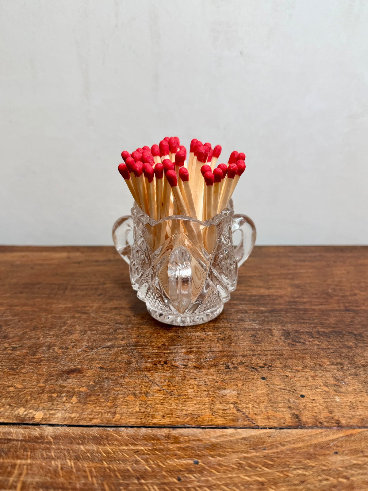 Vintage Tri-handle Crystal Match Holder