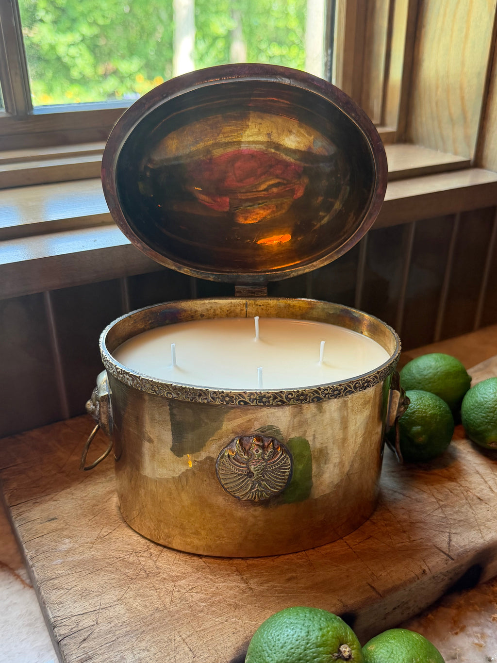 Vintage Brass Tea Caddy with Lions Head Handles