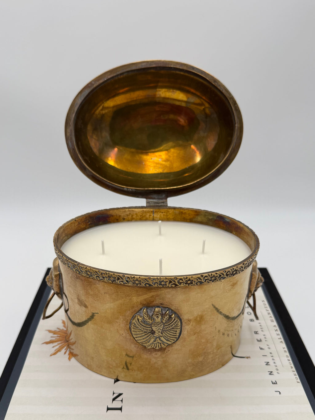 Vintage Brass Tea Caddy with Lions Head Handles