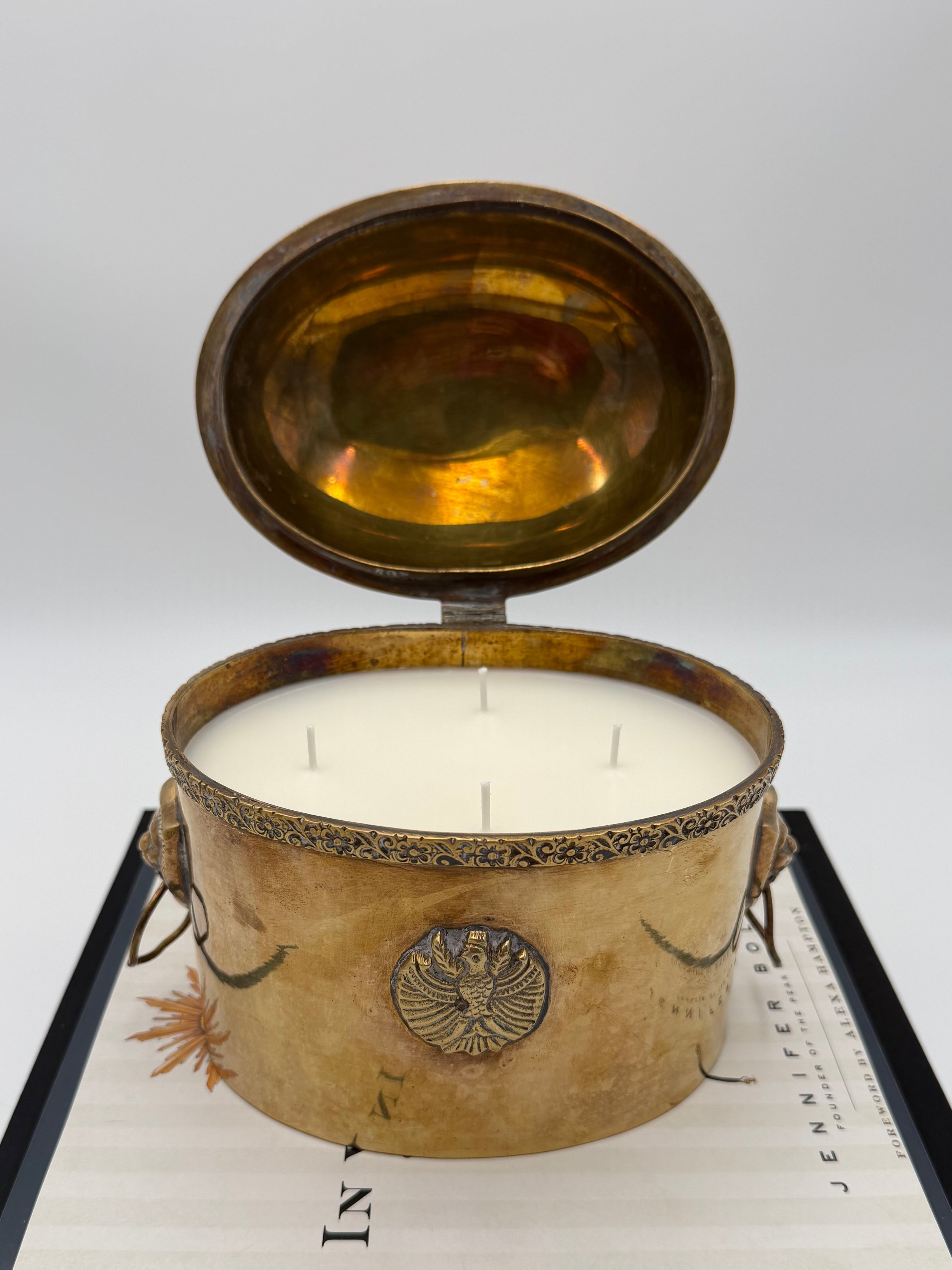 Vintage Brass Tea Caddy with Lions Head Handles