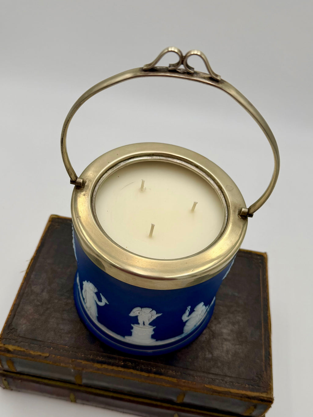 Antique Wedgwood Blue Jasper Biscuit Barrel