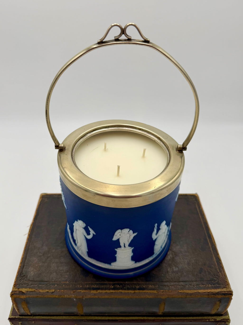 Antique Wedgwood Blue Jasper Biscuit Barrel