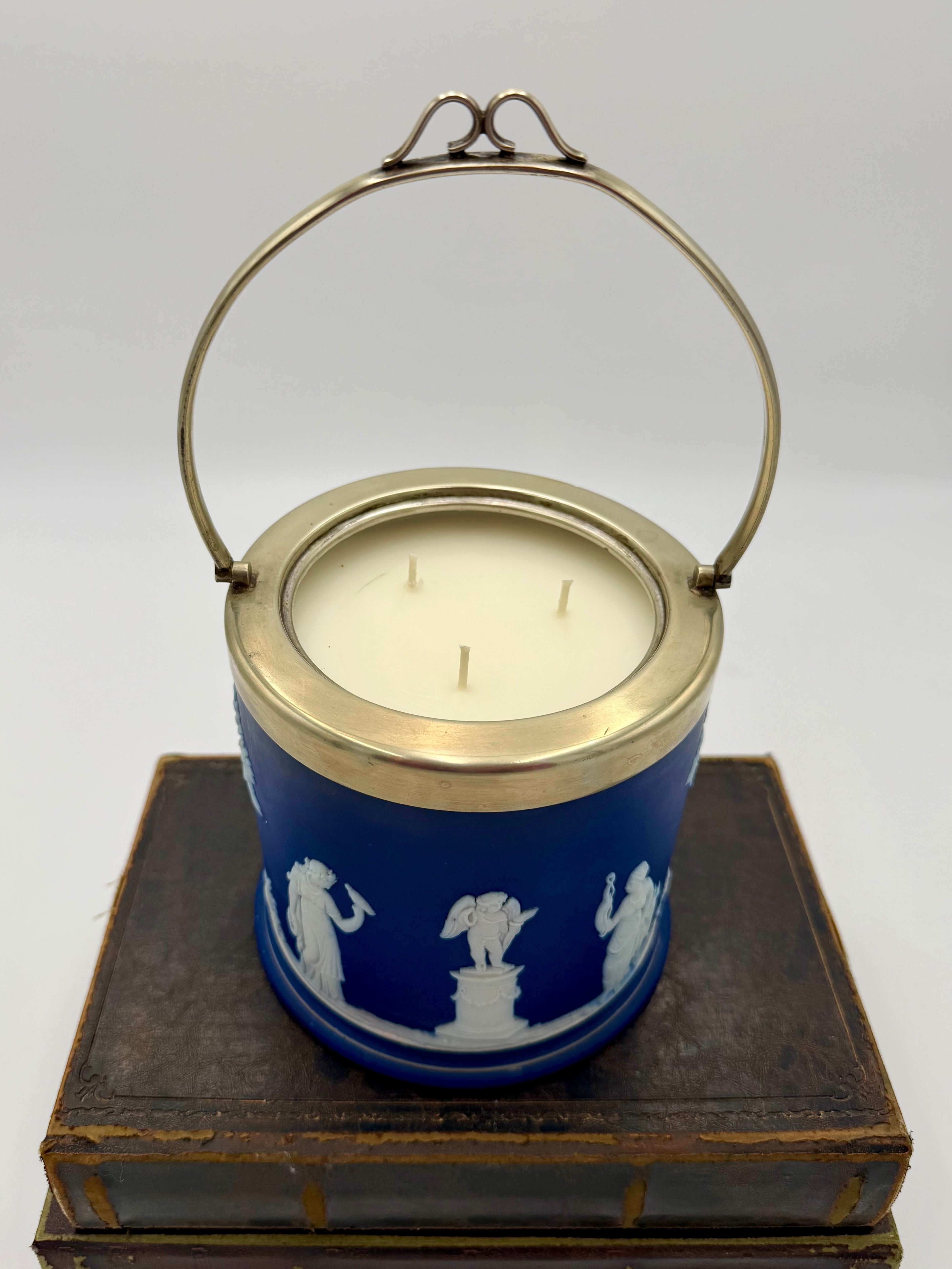 Antique Wedgwood Blue Jasper Biscuit Barrel