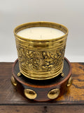 Vintage Brass Oak Leaf Cachepot with Paw Feet