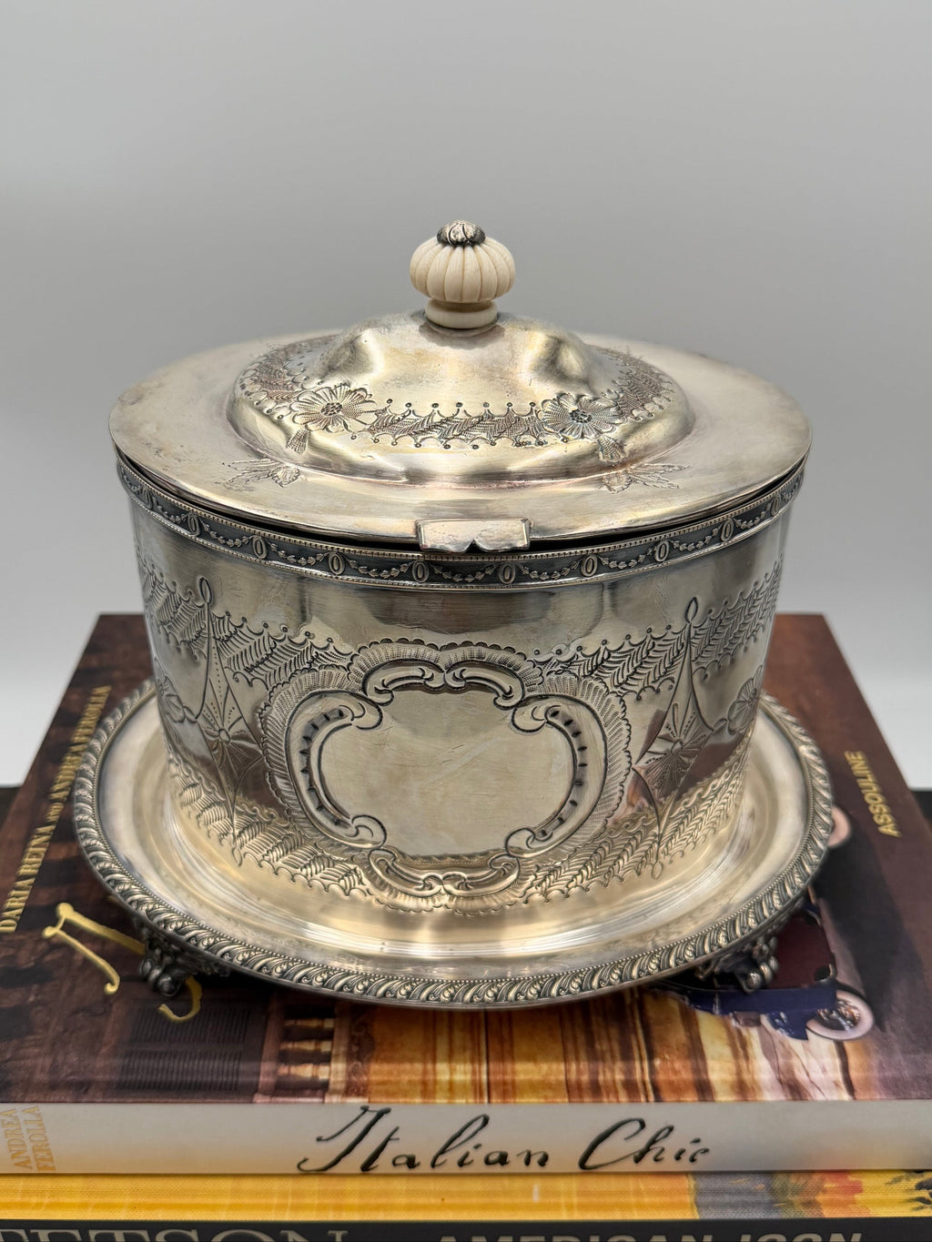 Antique Victorian Silver-Plated Biscuit Barrel