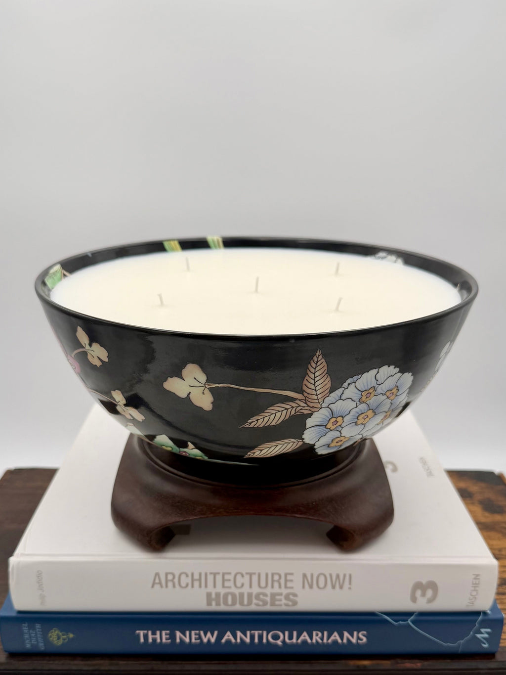 Vintage Famille Noire Chinese Chinoiserie Porcelain Bowl